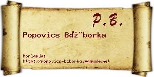 Popovics Bíborka névjegykártya
